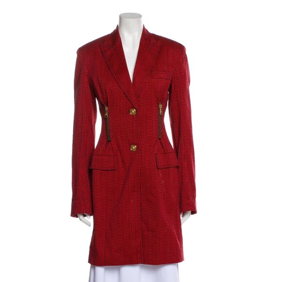 Versace Houndstooth Print Coat - Picture 1 of 10